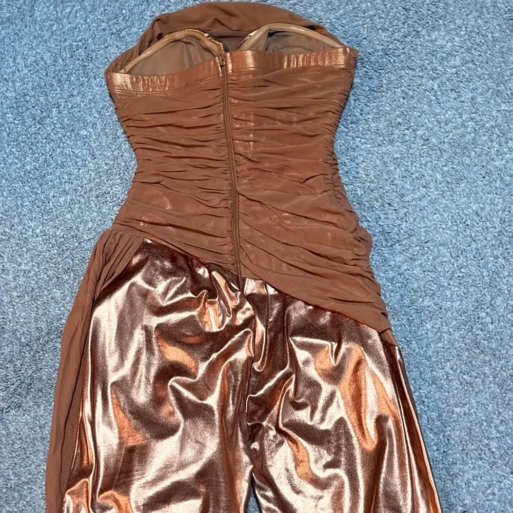 Fashion Nova Shimmering Bronze Jumpsuit SOLD OUT ONLINE - Picture 6 of 6